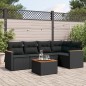 vidaXL Set de sofás de jardín 6 piezas y cojines ratán sintético negro vidaXL Set de sofás de jardín 6 piezas y cojines ratán sintético negro