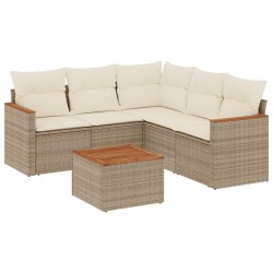vidaXL Juego de sofás jardín con cojines 6 pzas ratán sintético beige