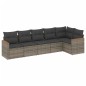 vidaXL Set de muebles de jardín 6 pzas y cojines ratán sintético gris vidaXL Set de muebles de jardín 6 pzas y cojines ratán sintético gris