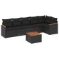 vidaXL Set de comedor de jardín 7 pzas y cojines ratán sintético negro vidaXL Set de comedor de jardín 7 pzas y cojines ratán sintético negro