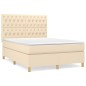 vidaXL Cama box spring con colchón tela color crema 140x200 cm vidaXL Cama box spring con colchón tela color crema 140x200 cm