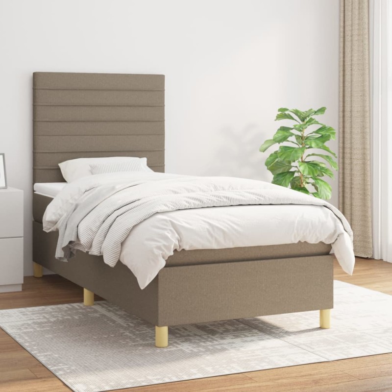 vidaXL Cama box spring con colchón tela gris taupe 100x200 cm vidaXL Cama box spring con colchón tela gris taupe 100x200 cm