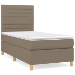 vidaXL Cama box spring con colchón tela gris taupe 100x200 cm