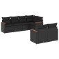 vidaXL Set de comedor de jardín 7 pzas y cojines ratán sintético negro vidaXL Set de comedor de jardín 7 pzas y cojines ratán sintético negro