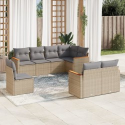 vidaXL Juego de sofás jardín con cojines beige mezcla 8 pzas ratán PE