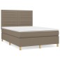 vidaXL Cama box spring con colchón tela gris taupe 140x190 cm
