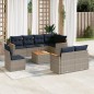 vidaXL Set de muebles de jardín 9 pzas y cojines ratán sintético gris
