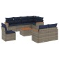 vidaXL Set de muebles de jardín 9 pzas y cojines ratán sintético gris