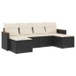 vidaXL Set de sofás de jardín 6 piezas y cojines ratán sintético negro vidaXL Set de sofás de jardín 6 piezas y cojines ratán sintético negro