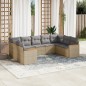 vidaXL Juego de sofás jardín con cojines beige mezcla 9 pzas ratán PE vidaXL Juego de sofás jardín con cojines beige mezcla 9 pzas ratán PE