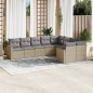 vidaXL Juego de sofás jardín con cojines beige mezcla 9 pzas ratán PE vidaXL Juego de sofás jardín con cojines beige mezcla 9 pzas ratán PE