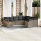 vidaXL Set de sofás de jardín 10 pzas con cojines ratán sintético gris