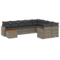 vidaXL Set de sofás de jardín 10 pzas con cojines ratán sintético gris