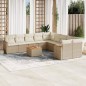 vidaXL Set de sofás de jardín 11pzas con cojines ratán sintético beige vidaXL Set de sofás de jardín 11pzas con cojines ratán sintético beige