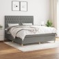 vidaXL Cama box spring con colchón tela gris oscuro 180x200 cm vidaXL Cama box spring con colchón tela gris oscuro 180x200 cm