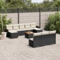 vidaXL Set de sofás de jardín 11 pzas y cojines ratán sintético negro