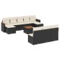 vidaXL Set de sofás de jardín 11 pzas y cojines ratán sintético negro