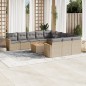 vidaXL Juego de sofás jardín con cojines beige mezcla 12 pzas ratán PE