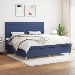 vidaXL Cama box spring con colchón tela azul 200x200 cm