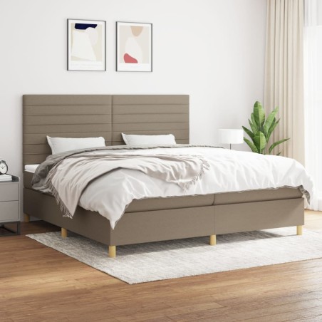vidaXL Cama box spring con colchón tela gris taupe 200x200 cm