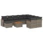 vidaXL Set de sofás de jardín 11 pzas y cojines ratán sintético gris vidaXL Set de sofás de jardín 11 pzas y cojines ratán sintético gris