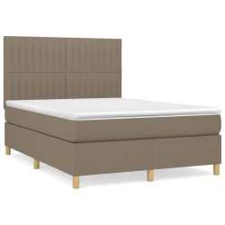 vidaXL Cama box spring con colchón tela gris taupe 140x190 cm