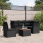 vidaXL Set de sofás de jardín 6 piezas y cojines ratán sintético negro vidaXL Set de sofás de jardín 6 piezas y cojines ratán sintético negro