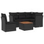 vidaXL Set de sofás de jardín 6 piezas y cojines ratán sintético negro vidaXL Set de sofás de jardín 6 piezas y cojines ratán sintético negro