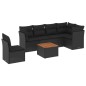 vidaXL Set de comedor de jardín 7 pzas y cojines ratán sintético negro vidaXL Set de comedor de jardín 7 pzas y cojines ratán sintético negro