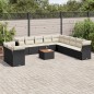 vidaXL Set de sofás de jardín 12 piezas cojines ratán sintético negro vidaXL Set de sofás de jardín 12 piezas cojines ratán sintético negro