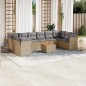 vidaXL Juego de sofás jardín con cojines beige mezcla 11 pzas ratán PE vidaXL Juego de sofás jardín con cojines beige mezcla 11 pzas ratán PE