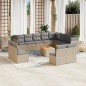 vidaXL Juego de sofás jardín con cojines beige mezcla 13 pzas ratán PE vidaXL Juego de sofás jardín con cojines beige mezcla 13 pzas ratán PE