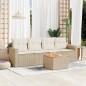 vidaXL Juego de sofás jardín con cojines 5 pzas ratán sintético beige vidaXL Juego de sofás jardín con cojines 5 pzas ratán sintético beige