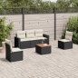 vidaXL Set de sofás de jardín 6 piezas y cojines ratán sintético negro vidaXL Set de sofás de jardín 6 piezas y cojines ratán sintético negro