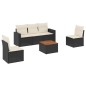 vidaXL Set de sofás de jardín 6 piezas y cojines ratán sintético negro vidaXL Set de sofás de jardín 6 piezas y cojines ratán sintético negro