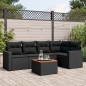 vidaXL Set de sofás de jardín 6 piezas y cojines ratán sintético negro vidaXL Set de sofás de jardín 6 piezas y cojines ratán sintético negro