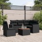 vidaXL Set de sofás de jardín 6 piezas y cojines ratán sintético negro vidaXL Set de sofás de jardín 6 piezas y cojines ratán sintético negro