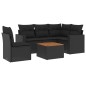 vidaXL Set de sofás de jardín 6 piezas y cojines ratán sintético negro vidaXL Set de sofás de jardín 6 piezas y cojines ratán sintético negro
