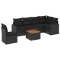 vidaXL Set de comedor de jardín 7 pzas y cojines ratán sintético negro vidaXL Set de comedor de jardín 7 pzas y cojines ratán sintético negro