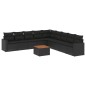 vidaXL Set de sofás de jardín 10 pzas cojines ratán sintético negro