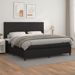 vidaXL Cama box spring con colchón cuero sintético negro 200x200 cm