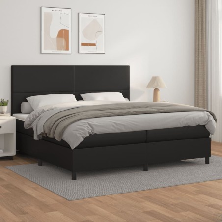 vidaXL Cama box spring con colchón cuero sintético negro 200x200 cm