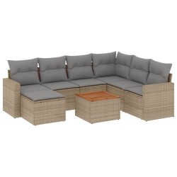 vidaXL Juego de sofás jardín con cojines beige mezcla 8 pzas ratán PE