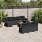 vidaXL Set de sofás de jardín 11 pzas y cojines ratán sintético negro