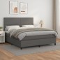vidaXL Cama box spring con colchón cuero sintético gris 160x200 cm vidaXL Cama box spring con colchón cuero sintético gris 160x200 cm