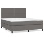 vidaXL Cama box spring con colchón cuero sintético gris 160x200 cm vidaXL Cama box spring con colchón cuero sintético gris 160x200 cm