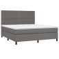 vidaXL Cama box spring con colchón cuero sintético gris 160x200 cm vidaXL Cama box spring con colchón cuero sintético gris 160x200 cm