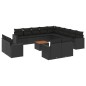 vidaXL Set sofás de jardín 14 pzas con cojines ratán sintético negro vidaXL Set sofás de jardín 14 pzas con cojines ratán sintético negro
