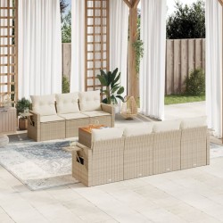 vidaXL Juego de sofás de jardín con cojines beige 8 pzas ratán PE