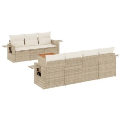 vidaXL Juego de sofás de jardín con cojines beige 8 pzas ratán PE